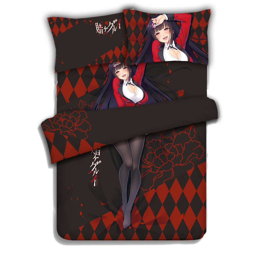 Yumeko Jabami - Kakegurui Anime 4 Pieces Bedding Sets,Bed Sheet Duvet Cover with Pillow Covers